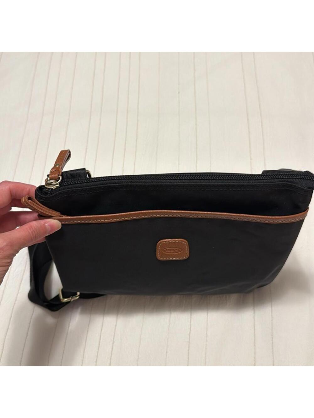 Bric's Milano Black Nylon Leather Trim Crossbody Bag 5-Pocket Zip Top Adjustable - Picture 7 of 7